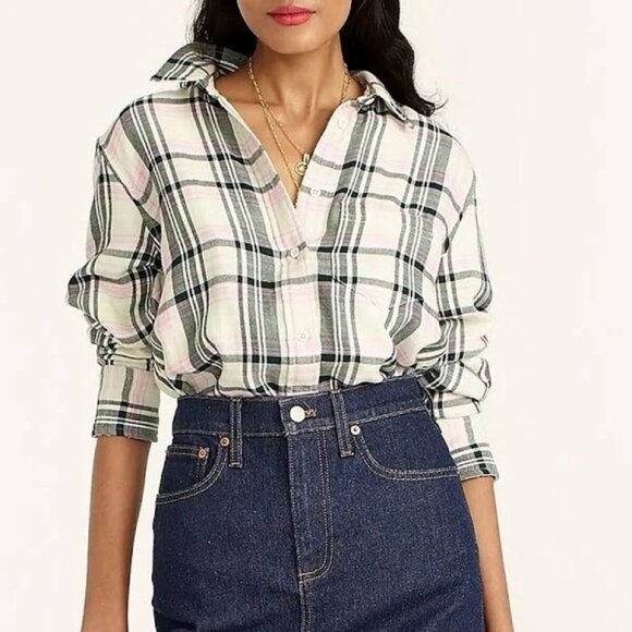 J. Crew Tops - J.Crew Size 4 Classic Fit Shirt Soft Mint Tartan Green NWT